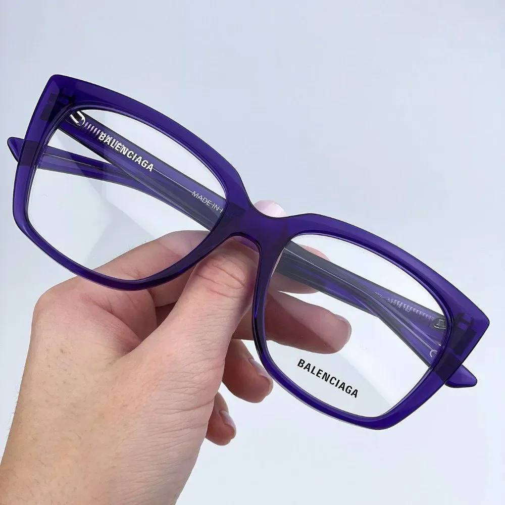 Balenciaga BB0062O 003 Eyeglasses Violet Logo Square Women